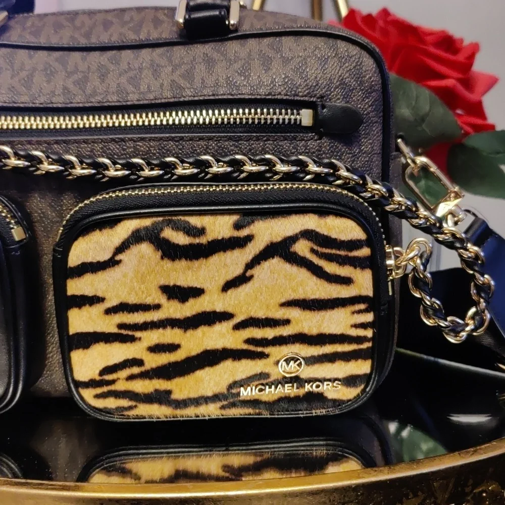 Michael Kors Collection Black and Brown Crossbody Bag - Picture 2 of 12